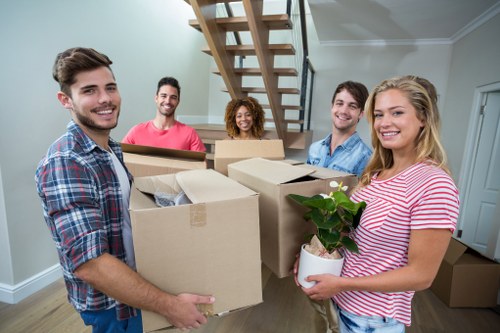 Removal van service agreement document with moving boxes