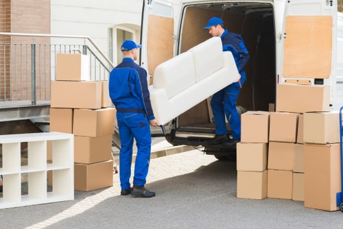 Packed boxes and furniture prepared for a local Brixton house removal