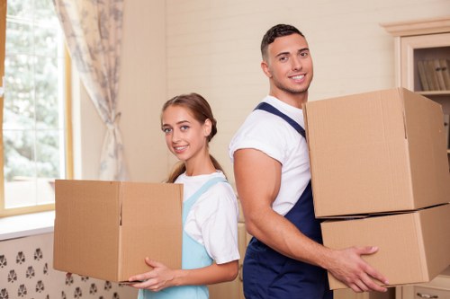 Office furniture and equipment prepared for a local Brixton move